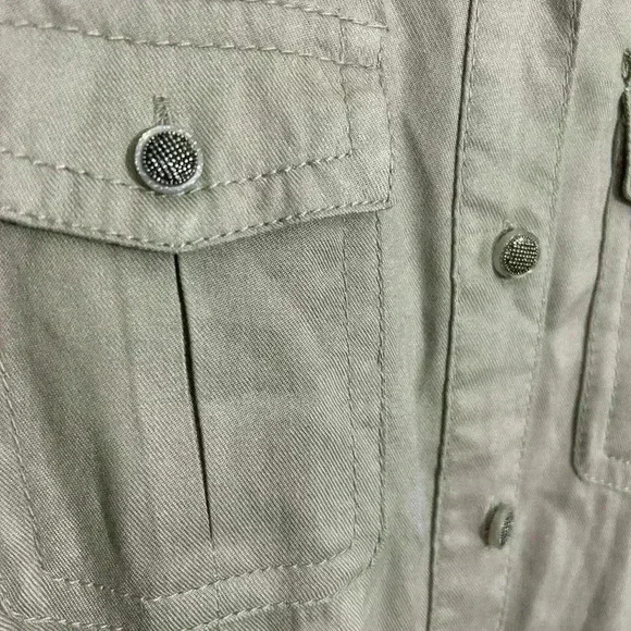 V Cristina Shirt Dress Utility Style Roll Tab Sleeves Belted Pockets Casual S - Picture 9 of 9